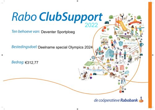 Mooie bijdrage van Rabo ClubSupport!